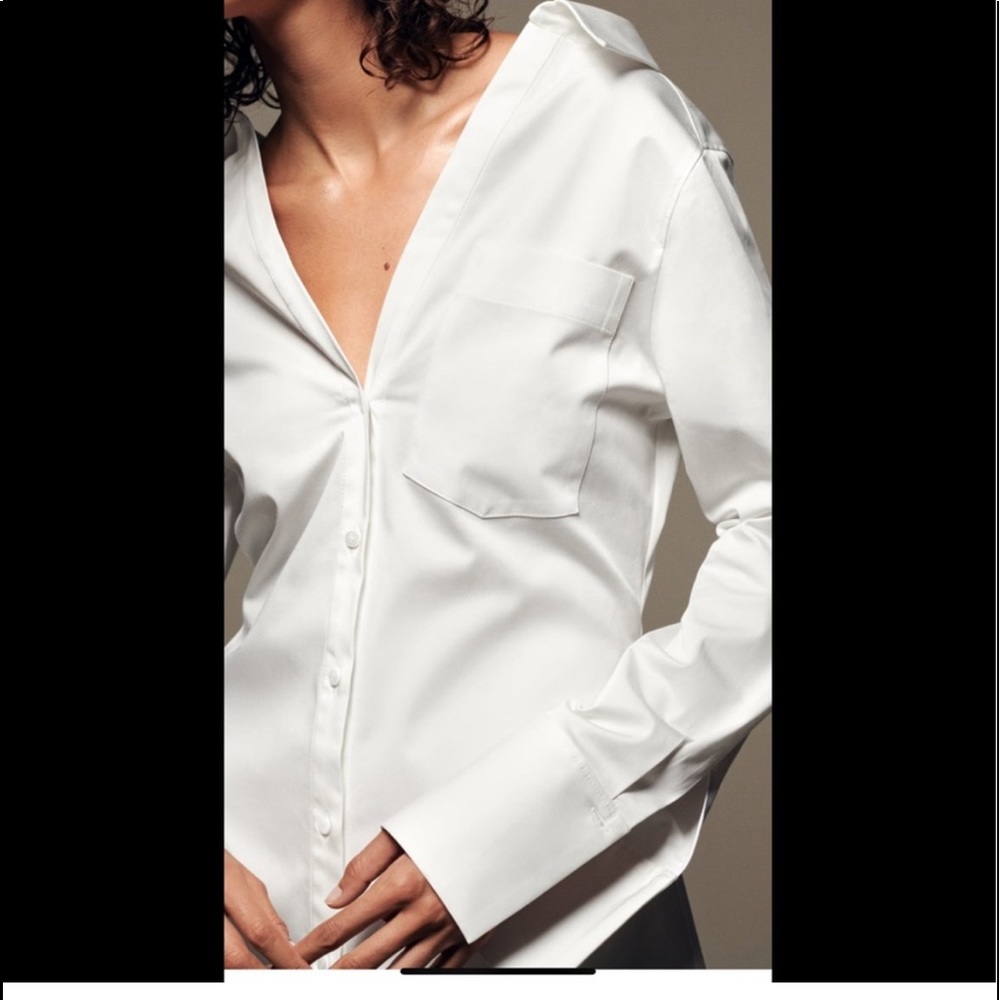 NWT Zara white poplin shirt blouse L and M